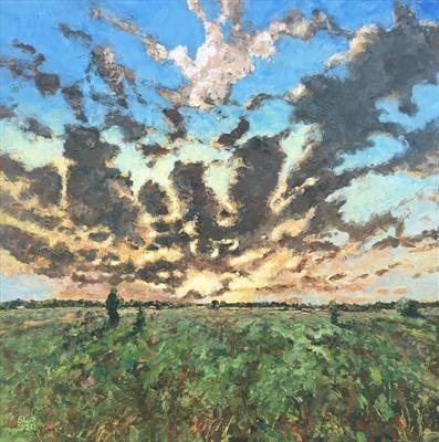 Late summer sunset by Steen Lersten Petterson, Painting, Acrylic on canvas