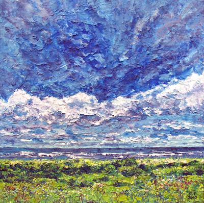 Wild flowers along the beach by Steen Lersten Petterson, Painting, Acrylic on canvas
